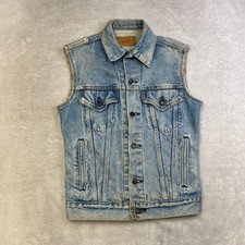 Gilet vintage Levis Strauss denim rock band stile artistico made in USA 34R