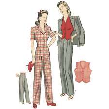 Modello Di Cucito Anni 1940 Giacca E Pantaloni Da Donna