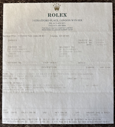 Rolex service certificate - rolex,