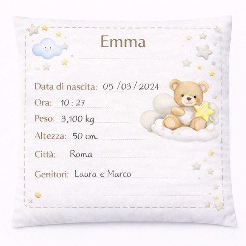 Cuscino nascita personalizzato - cuscino,