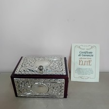 TS Cofanetto Portagioie Scatola Argento 925 ELITE Legno Bordeaux Rilievo 6x4cm