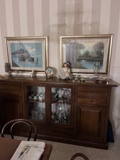 madia arte povera Con Vetrina In Noce Massello