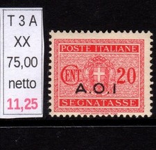 Africa Orientale italiana segnatasse del 1934 c 20 nuovi gomma integra mnh