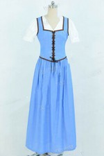 Costume Cosplay Once Upon a Time Belle Blu Bianco Vestito Donna Alta Qualità Nuovo
