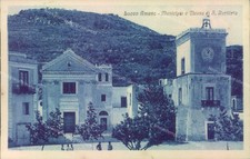 c651 cartolina lacco ameno municipio e chiesa di s.restituit provincia di napoli