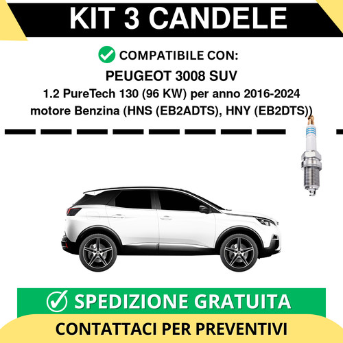 Kit candele per - 3, peugeot