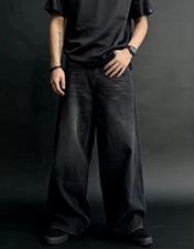 Jeans uomo larghi neri gamba