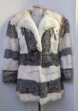 Particolare Pelliccia Di Lapin A Righe Bianche E Griogio Tg 40/S