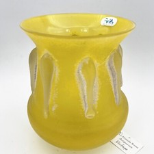 Vaso in Vetro soffiato Giallo anni 80 di Design Modernariato Vintage porta fiori