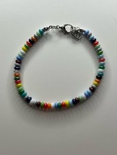 Bracciale da Uomo con Perline In Vetro Multicolore Braccialetto Boho in Acciaio