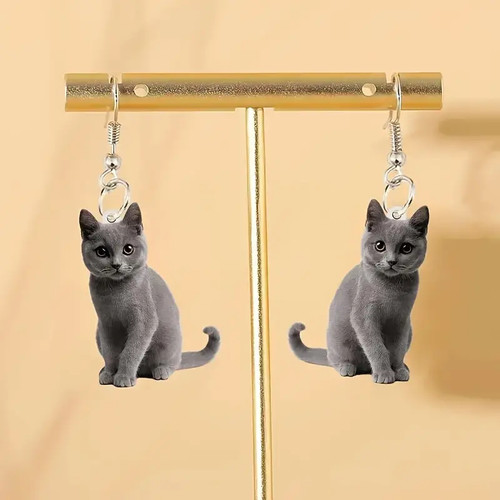 Orecchini gatto grigio - orecchini,