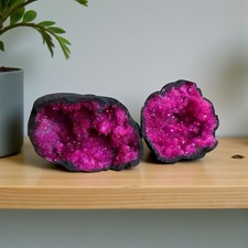 Geode calcite fuxia coppia