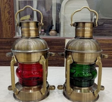 Set of 2 Red and Green Glass