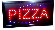INSEGNA Luminosa a LED per Negozi, Bar, Sale. INSEGNA PIZZA  a Led Animati Color