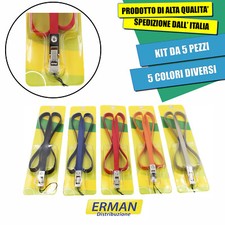 KIT 5 pezzi laccio da collo per badge moschettone per chiavi collo portachiavi 