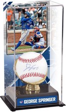 Espositore palla e baseball firmato George Springer Toronto Blue Jays con immagine