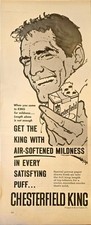 Pubblicità Chesterfield King sigarette ammorbidite all'aria dolcezza puff-1954 stampa vintage
