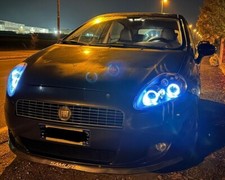 FARI FIAT GRANDE PUNTO ANGEL EYES A LED CROMO DAL 09/2005 AL 08/2008 + MOTORINI