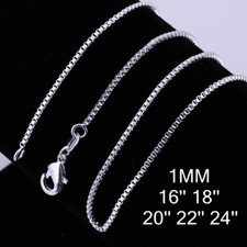 Collana da donna in argento massiccio 925 con scatola da 1 mm/1,5 mm/2 mm 16-24"
