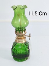 Lume a petrolio antico Lampada a olio con boccia di vetro verde 11,5 Cm vintage