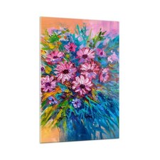 Quadro su Vetro 50x70cm Bouquet fiori olio Stampe Immagini Quadri Moderni Murale
