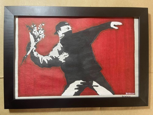 Disegno banksy incorniciato - incorniciato, su
