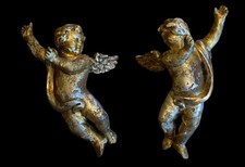 - Coppia di putti angeli dorati in legno intagliato  dorati  legno