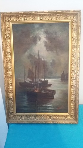Ancien tableau huile sur - huile,