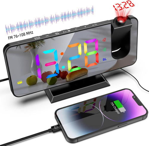 Proiezione sveglia rgb radio - proiezione,