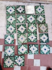 22 Mattonella Antica Decorativa Piastrella Riggiola vecchia Maiolica D'epoca 