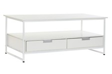 TAVOLO SALOTTO BIANCO METALLO E LEGNO TAVOLINO CAFFE' MODERNO CON CASSETTI