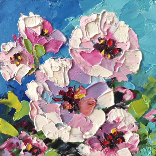 Quadro olio fiore originale