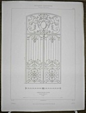 Incisione D'Architettura Griglia Ferro Battuto A Scuola Napoleone A Parigi