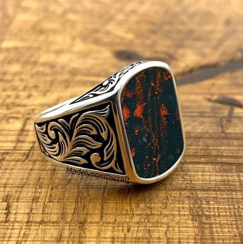 Bloodstone statement ring - bloodstone,