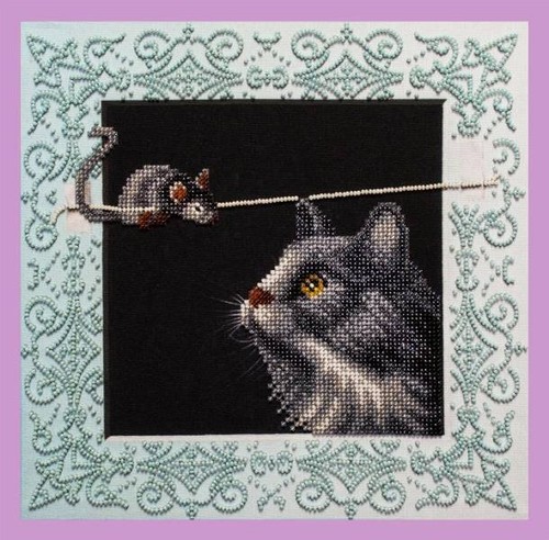 Kit ricamo perline gatto - , e