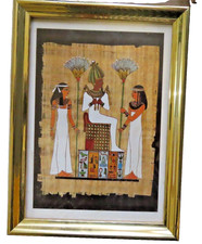 Pittura egizia su papiro. Quadro incorniciato.