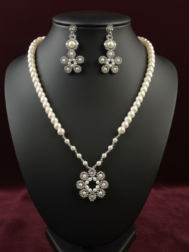 Collana perle ciondolo fiore - ciondolo,