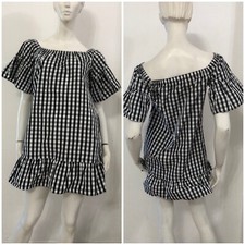 DENNY ROSE Vestito abito bianco nero quadretti gingham Tg IT 44