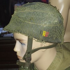 Elmetto M1 Belgio(Tipo Americano) Ww2-Usato sul Campo-Raro 4 Viti/Rivetti+Retina