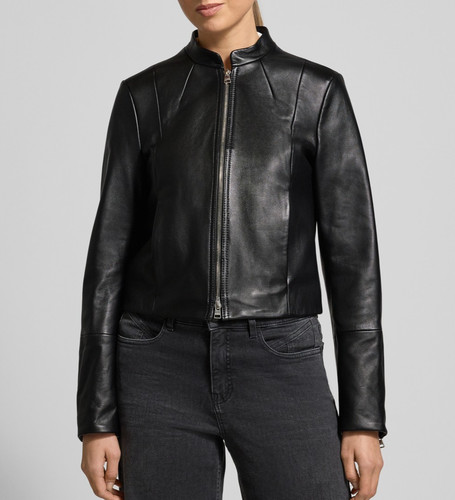 Giacca pelle nera donna - pelle,