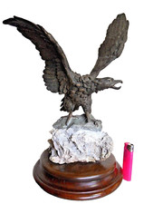 ANTICA STATUA AQUILA EPOCA 800 SCULTURA FUSIONI BRONZO DA COLLEZI VINTAGE 8 FOTO