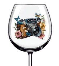 12x decalcomanie adesivo vinile fotocamera vintage floreale bicchieri da vino bottiglia w467