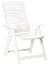 Poltrona Sedia in Resina da Giardino Schienale Reclinabile Yuma Bianco