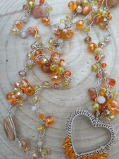 COLLANA Fatta A Mano All'uncinetto Con Cristalli E Cuore