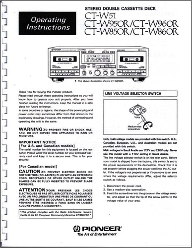 Pioneer w51 ct w850r - pioneer, ct-w51,