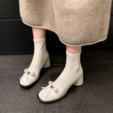 Stivaletti donna fiocco perla