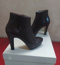 Tronchetto con Plateau KATE tg 35 Vera Pelle Marrone-MADE IN ITALY- NUOVO