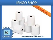 30 ROTOLI TERMICI MM.80 X 80 METRI CARTA CERTIFICATA DI QUALITA' FATTURABILE