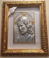 Quadro ACCA - GESU' CRISTO in rilievo. Argento 925 e tormaline - 40x49 NUOVO