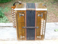Antica scatola bottoni fisarmonica diatonica *FUNZIONANTE* Deutsche Harmonika Concertina